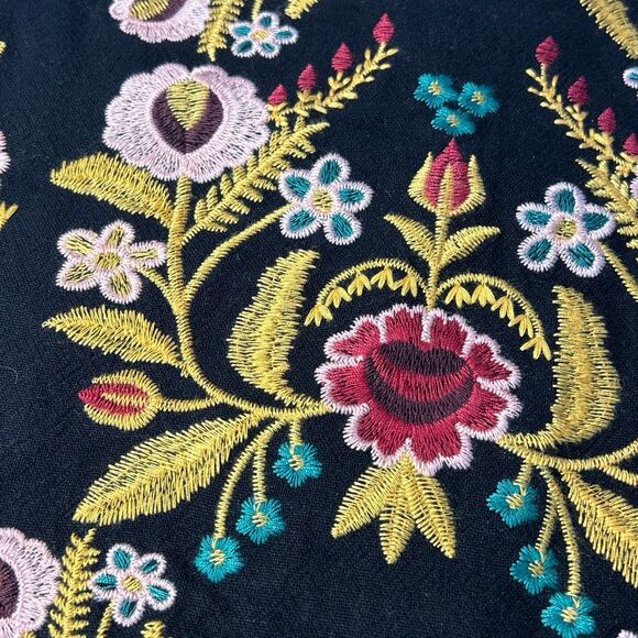 Umgee Embroidered Black Mini Skirt Medium Floral birds ladybugs boho - Picture 9 of 10